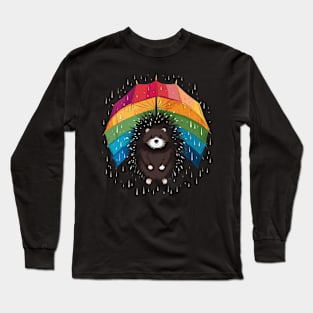 Porcupine Rainy Day With Umbrella Long Sleeve T-Shirt